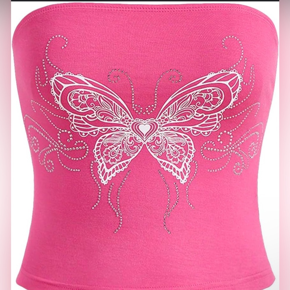 SHEIN Y2K Tube Top with butterflies